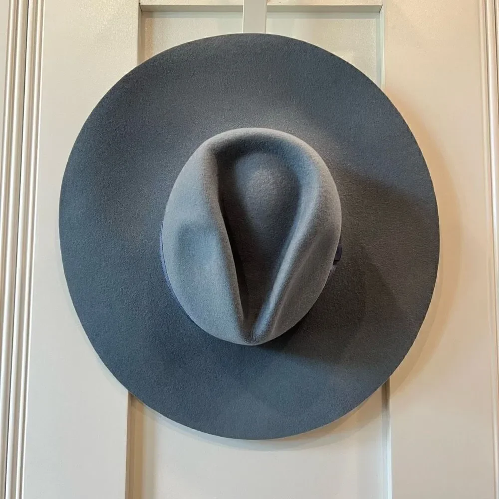 Anthropologie Wyeth Adrian Charcoal Slate Grey Wide Brim Rancher Hat Brand New